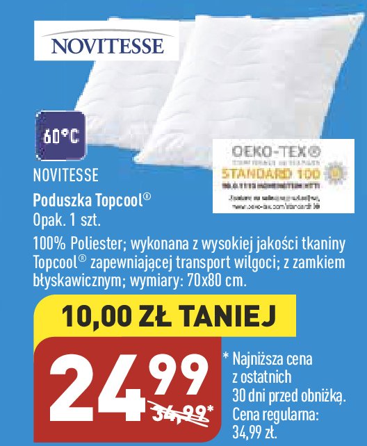 Poduszka top cool 70 x 80 cm Novitesse promocja