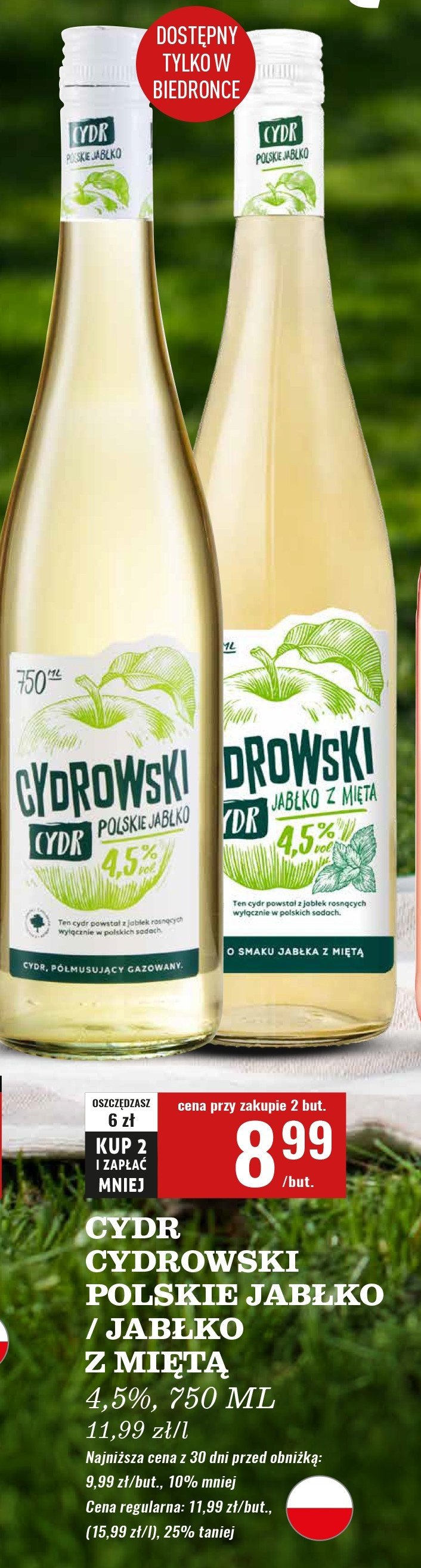 Cydr jabłko mięta CYDROWSKI promocja w Biedronka