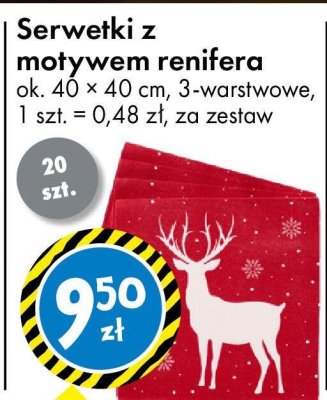 Serwetki z motywem renifera ok. 40 × 40 cm, 3-warstwowe promocja w Tedi