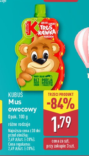 Mus truskawka-jab艂ko-banan-marchew Kubu艣 mus 100% promocja