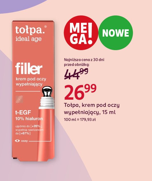 Krem pod oczy wypełniający Tołpa ideal age promocja w Rossmann