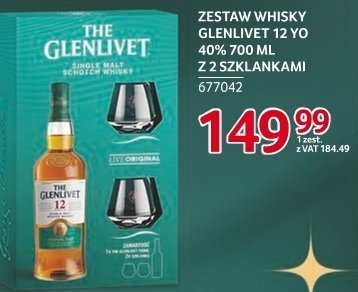 Zestaw whisky Glenlivet 12 YO 40% 700 ml z 2 szklankami promocja w Selgros