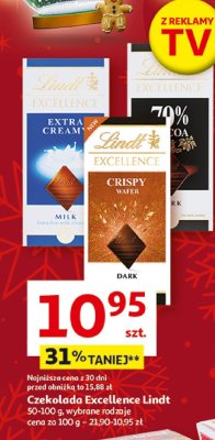 Czekolada Excellence Lindt 50-100g, wybrane rodzaje promocja w Auchan