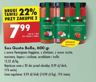 Sos pomidorowy z oliwkami Gustobello promocja