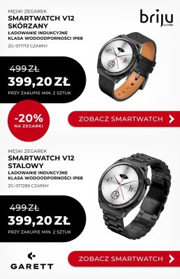 Smartwatch Garett V12 Skórzany Czarny promocja w Briju