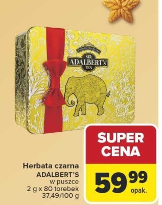 Herbata czarna ADALBERT'S w puszce 2 g x 80 torebek promocja w Carrefour