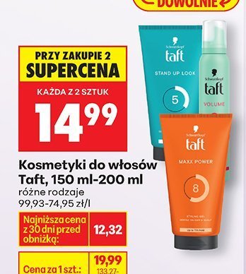 Kosmetyki do włosów Taft, 150 ml-200 ml różne rodzaje 99,93-74,95 zł/l promocja w Biedronka
