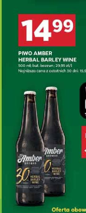 Piwo herbal barley wine Amber promocja w Stokrotka