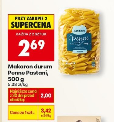Makaron durum Penne Pastani, 500 g promocja w Biedronka