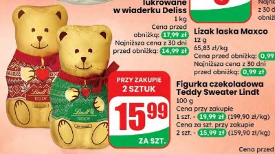 Figurka czekoladowa Teddy Sweater Lindt promocja w Dino