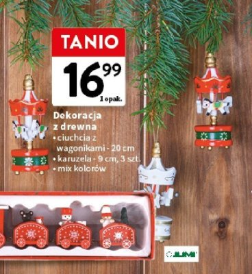 Dekoracja z drewna, różne rodzaje promocja w Intermarche