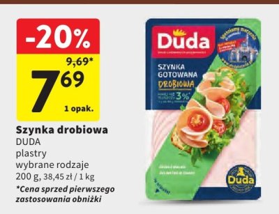 Szynka drobiowa DUDA plastry wybrane rodzaje promocja w Intermarche