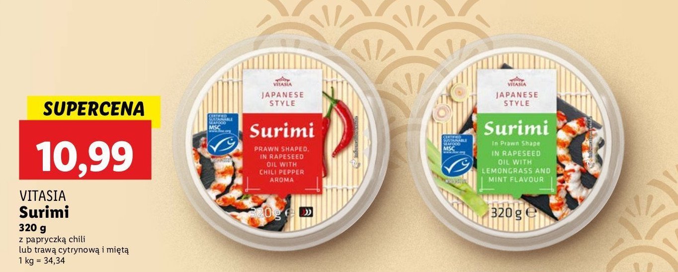 Surimi z trawą cytrynową i miętą Vitasia japan promocja w Lidl
