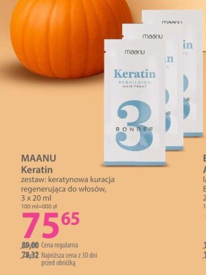 Zestaw keratynowa kuracja regenerująca do włosów MAANU Keratin promocja w Hebe