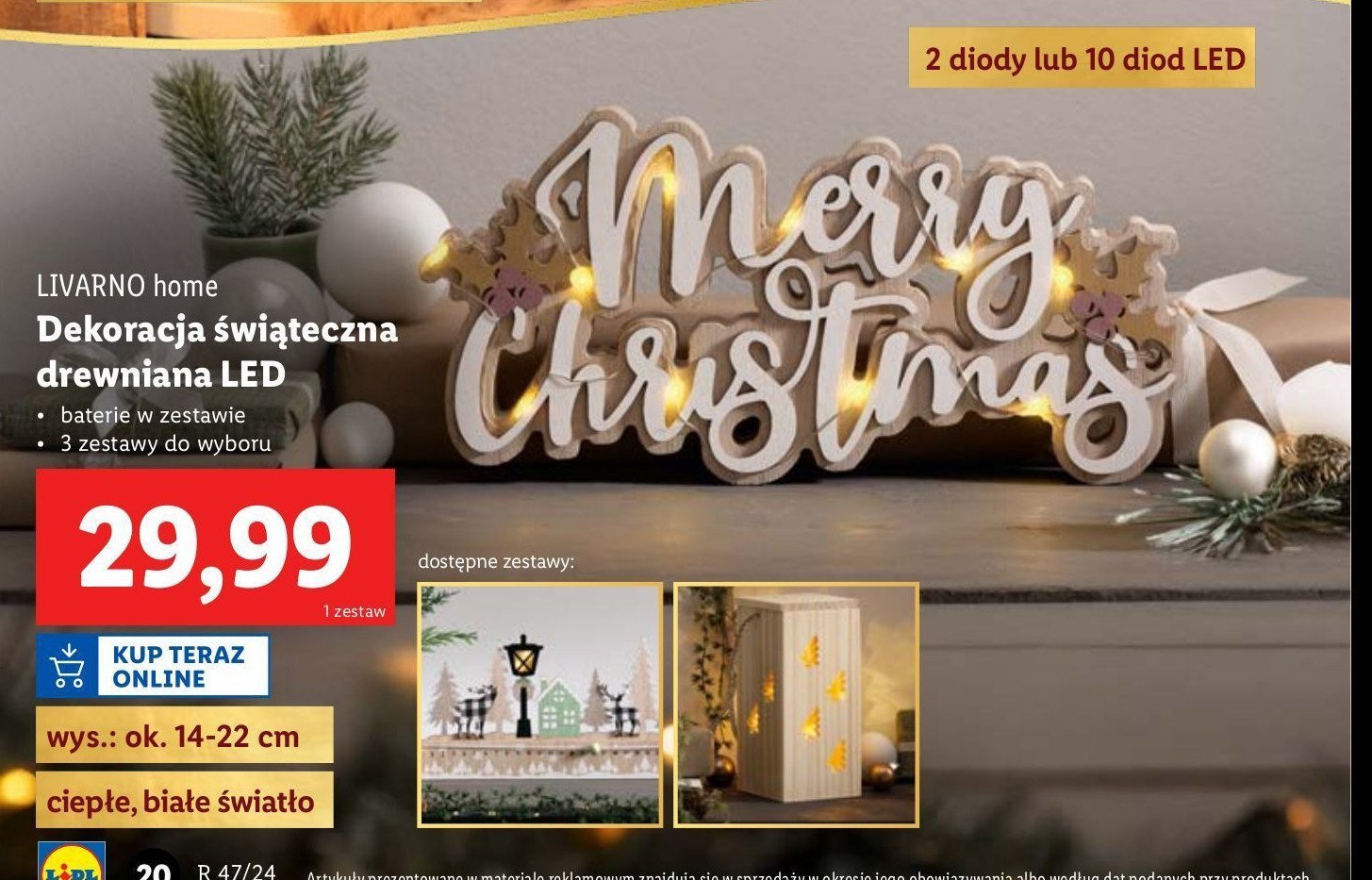 Dekoracja świetlna drewniana led LIVARNO HOME promocja w Lidl