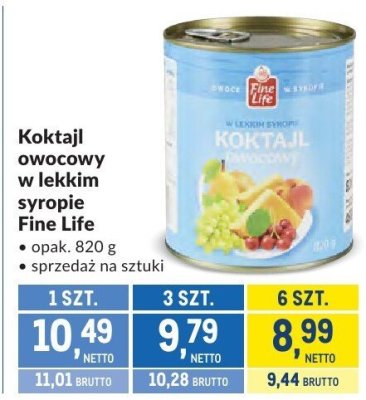 Koktajl owocowy w lekkim syropie Fine Life promocja w Makro