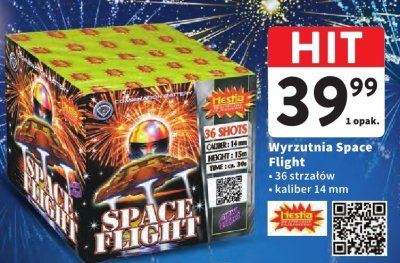 Wyrzutnia Space Flight 36 strzałów kaliber 14 mm promocja w Intermarche