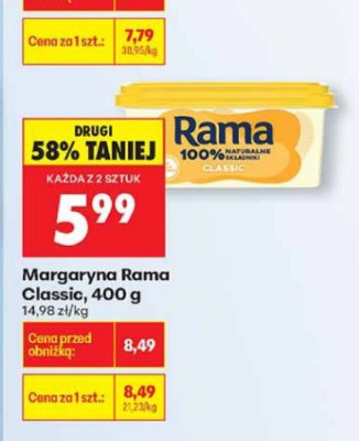 Margaryna Rama Classic, 400 g promocja w Biedronka