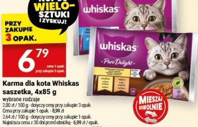 Karma dla kota Whiskas saszetka, 4x85 g promocja w Twój Market