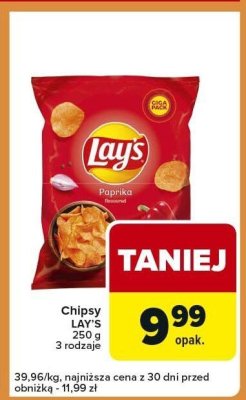 Chipsy LAY'S Paprika 250 g, 3 rodzaje promocja w Carrefour Express