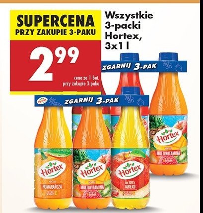 Zestaw: sok jabłko + nektar multiwitamina + nektar wieloowocowy Hortex promocja