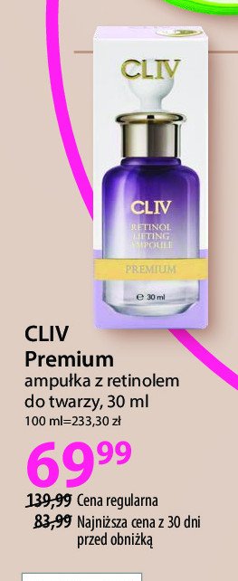 Ampułka do twarzy z retinolem Cliv premium promocja