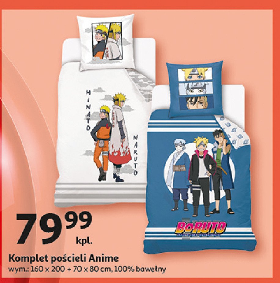 Komplet pościeli naruto 160 x 200 cm + 70 x 80 cm promocja w Auchan