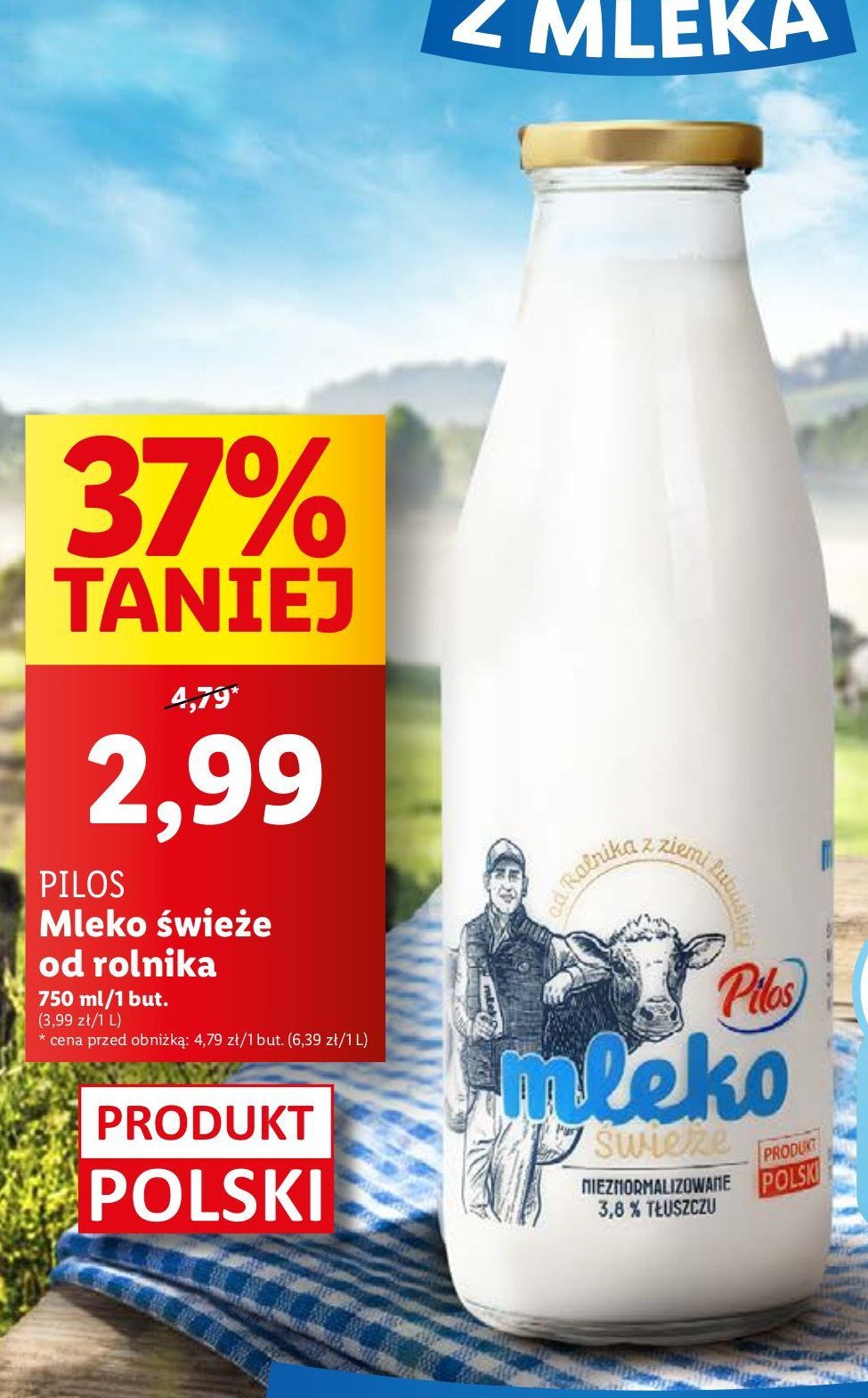 Mleko prosto od rolnika Pilos promocja