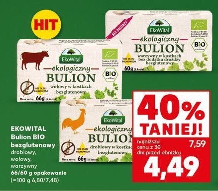 Bulion ekologiczny wołowy w kostkach Ekowital promocja w Kaufland
