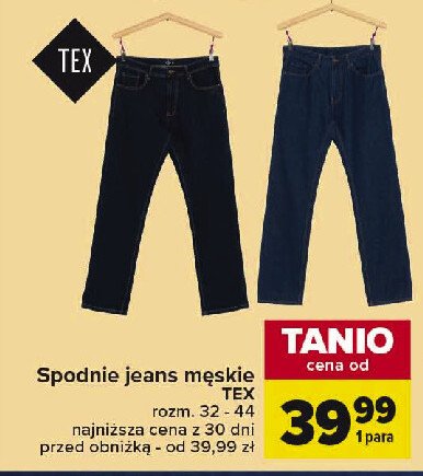 Spodnie jeans męskie 30-42 Tex promocja