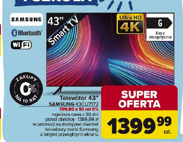 Telewizor 43'' 43cu7172 Samsung promocja