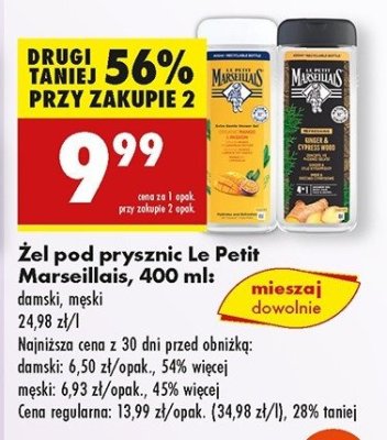 Żel pod prysznic imbir i cyprys Le petit marseillais promocja