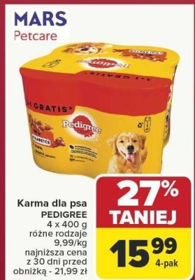 Karma dla psa PEDIGREE 4 x 400 g promocja w Carrefour