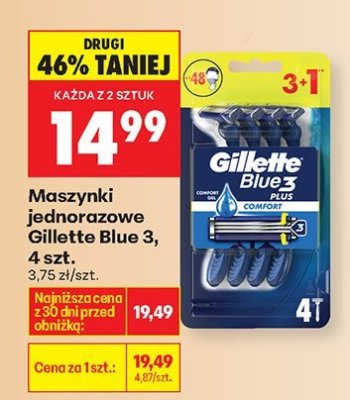Maszynki jednorazowe Gillette Blue 3 promocja w Biedronka