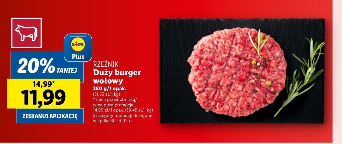 Big burger Rzeźnik codzienna dostawa promocja