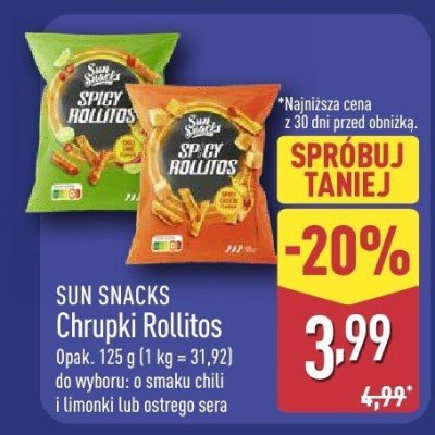 Chipsy Rollitos o smaku chili i limonki promocja w Aldi