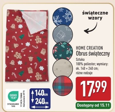 Obrus świąteczny 140x240 cm promocja w Aldi