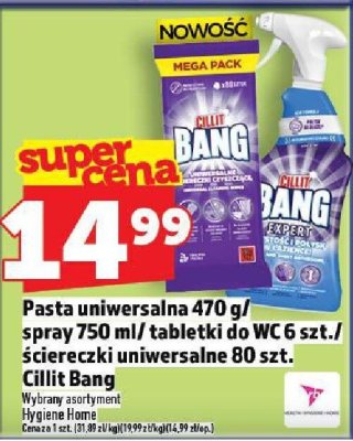 Pasta uniwersalna 470 g/spray 750 ml/tabletki do WC 6 szt./ściereczki uniwersalne 80 szt. Cillit Bang promocja w TOPAZ