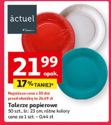 Talerze papierowe 23 cm Actuel promocja