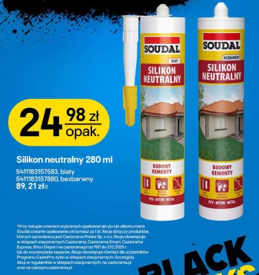 Silikon neutralny 280 ml Soudal bezbarwny promocja w Castorama