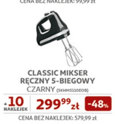 Classic Mikser ręczny 5-biegowy czarny KitchenAid (5KHM5110EOB) promocja w Auchan