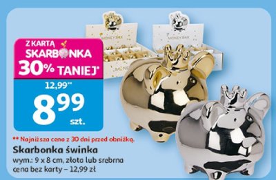 Skarbonka świnka wym. 9 x 8 cm, złota lub srebrna promocja w Auchan
