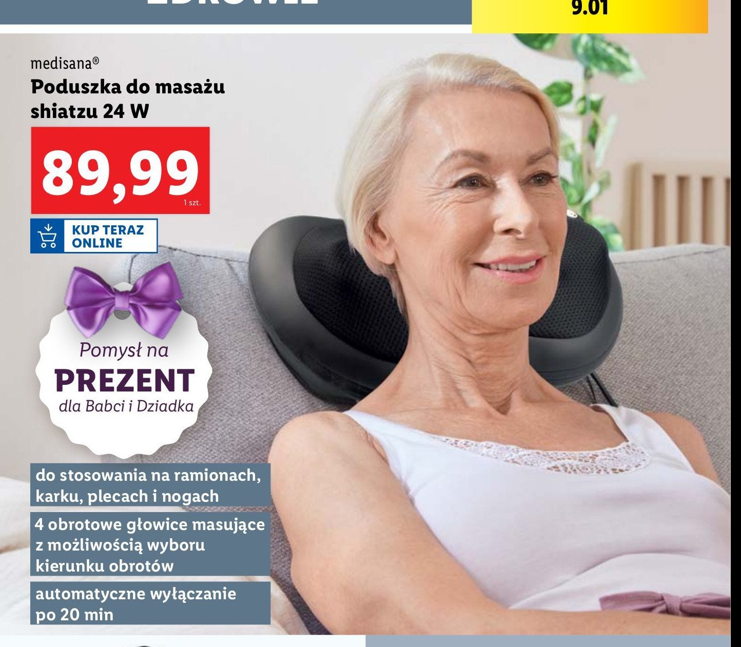 Poduszka do masażu karku Medisana promocja w Lidl