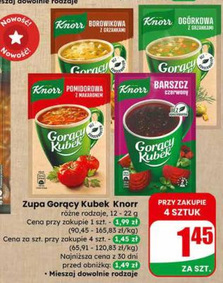 Zupa Gorący Kubek Knorr borowikowa z grzankami promocja w Dino