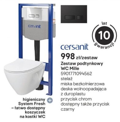 Zestaw podtynkowy WC Mille promocja w Castorama