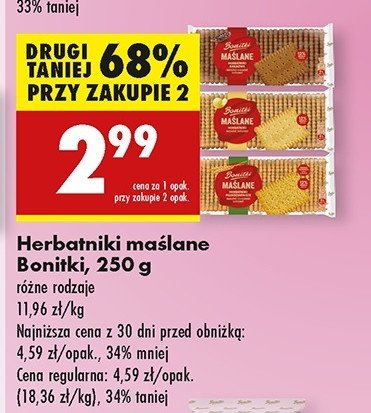 Herbatniki pełnoziarniste Bonitki promocja w Biedronka