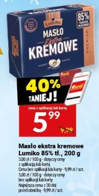 Masło ekstra kremowe Łumiko 85% tł., 200 g promocja w Twój Market