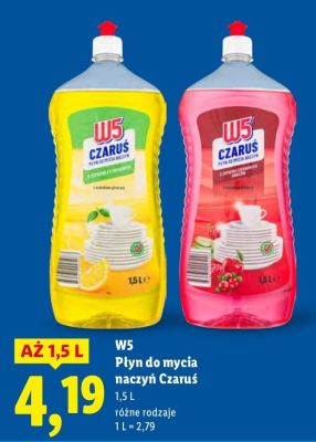 Płyn do mycia naczyń W5 Płyn do mycia naczyń Czaruś promocja w Lidl
