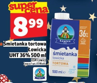 Śmietanka tortowa Łowicka UHT 36% 500ml promocja w TOPAZ