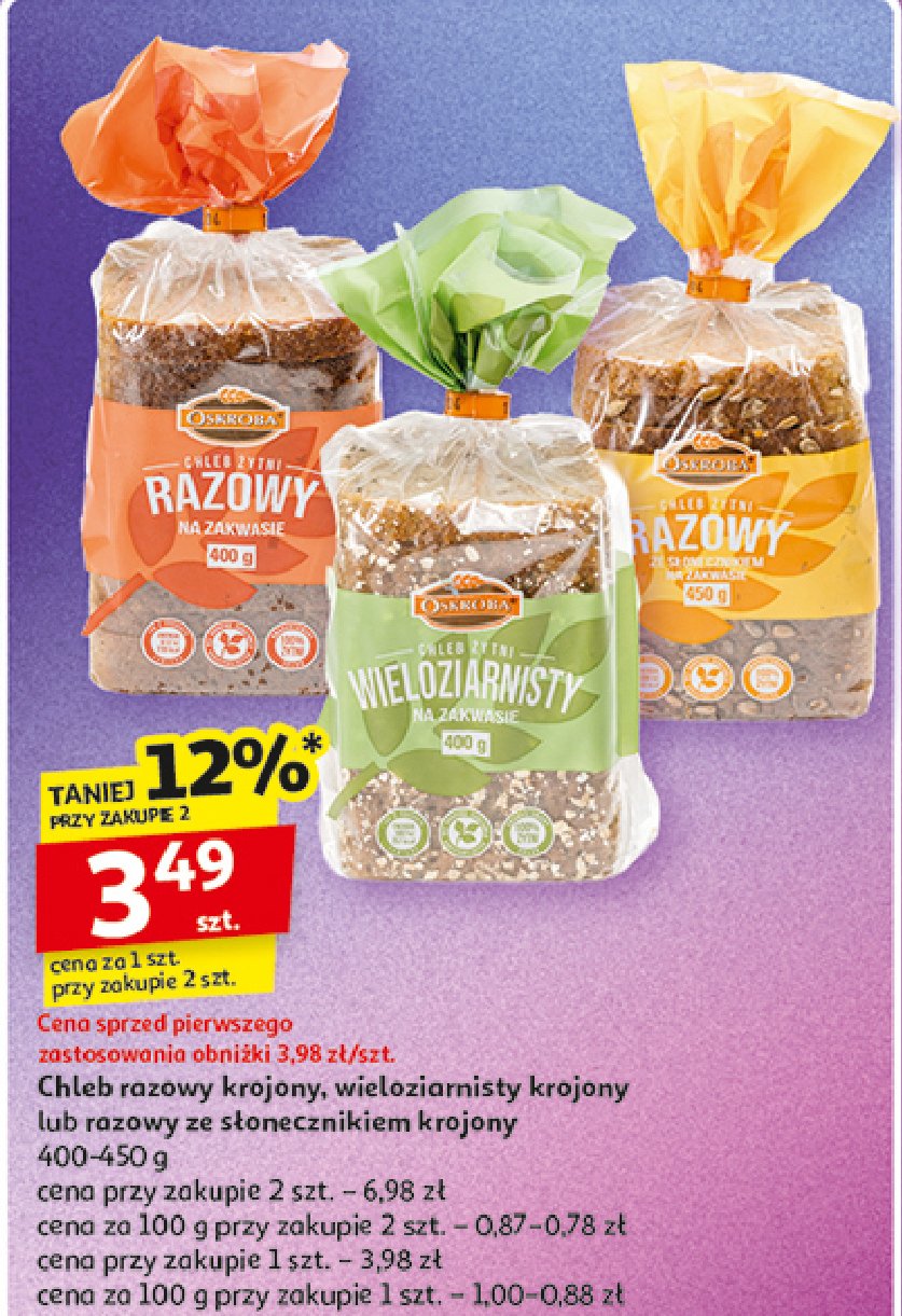 Chleb razowy wieloziarnisty Oskroba promocja w Auchan